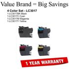Brother LC3017 - High Yield 4 Color Ink Cartridge Set, Remanufactured BCMY Combo