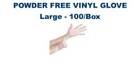 POWDER FREE VINYL GLOVE LARGE MULTIPURPOSE (100/BOX)