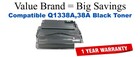 Q1338A,38A Black Compatible Value Brand toner