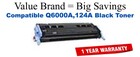 Q6000A,124A Black Compatible Value Brand toner