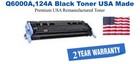 Q6000A,124A Black Premium USA Remanufactured Brand Toner