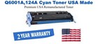 Q6001A,124A Cyan Premium USA Remanufactured Brand Toner
