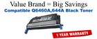Q6460A,644A Black Compatible Value Brand toner