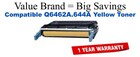 Q6462A,644A Yellow Compatible Value Brand toner