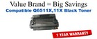 Q6511X,11X High Yield Black Compatible Value Brand toner