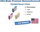 T0A38AN 3-Pack Cyan,Magenta,Yellow Premium USA Made Remanufactured HP Ink T0A38AN