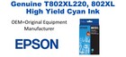 T802XL220, 802XL Genuine High Yield Cyan Epson Ink