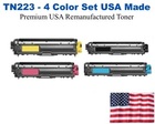 TN223 Color Set USA Made Remanufactured Brother toner TN223BK,TN223C,TN223M,TN223Y