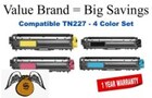 TN227 High Yield Color Set Compatible Value Brand replaces Brother TN227BK,TN227C,TN227M,TN227Y