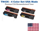 TN436 Super High Yield Color Set USA Made Remanufactured Brother toner TN436BK,TN436C,TN436M,TN436Y