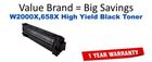 W2000X,658X High Yield Black Compatible Value Brand Toner