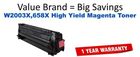W2003X,658X High Yield Magenta Compatible Value Brand Toner