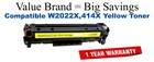 W2022X,414X High Yield Yellow Compatible Value Brand toner without Toner Level Indicator