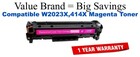 W2023X,414X High Yield Magenta Compatible Value Brand toner without Toner Level Indicator