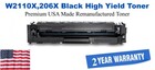 W2110X,206X High Yield Black Premium USA Remanufactured Brand Toner