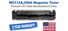 W2113A,206A Magenta Premium USA Remanufactured Brand Toner