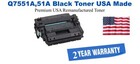 Q7551A,51A Black Premium USA Remanufactured Brand Toner