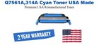 q7561a,314A Cyan Premium USA Made Remanufactured HP toner