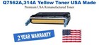 q7562a,314A Yellow Premium USA Made Remanufactured HP toner